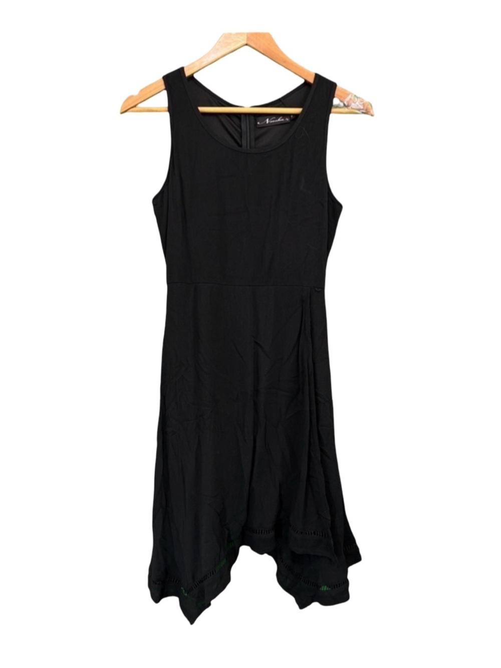 Neesha Black Asymmetrical A-line Halter Mini Dress